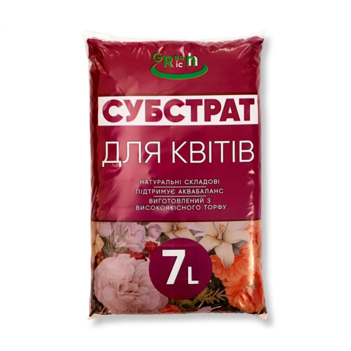 Торф'яний субстрат для квітучих 7 л, Green Rich