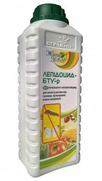 Біоінсектицид Лепідоцид БТУ-р для захисту рослин від шкідників (лускокрилих комах) 1 л, Жива Земля