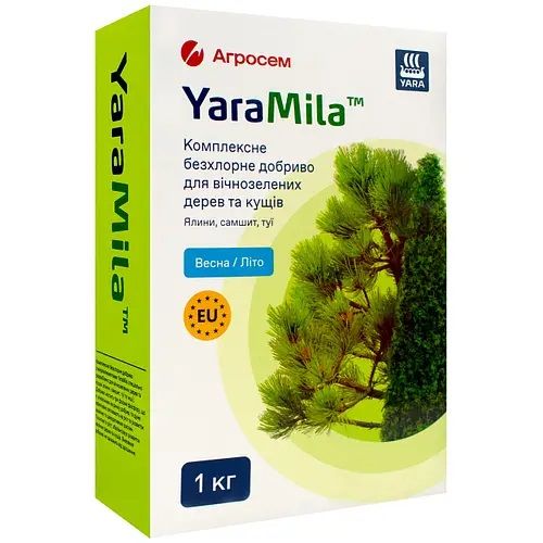 Комплексне безхлорне добриво для вічнозелених дерев та кущів Весна-Літо 1 кг, YaraMila