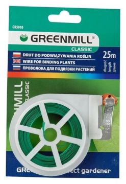 Дріт плаский для підв'зки рослин з різаком 25 м Greenmill GR5010