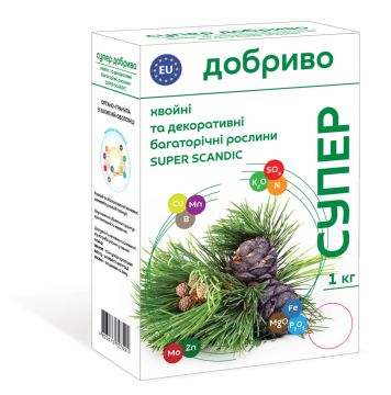 Супер Добриво для хвойних та декоративних багаторічних рослин SUPER SCANDIC 1 кг, Сімейний Сад