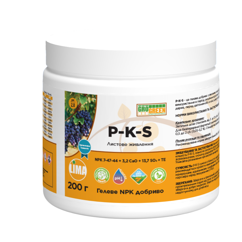 Купити Добриво Грогрін гель P-K-S 7.7-47.4-44.3+3.2CaO+13.7SO₃+TE